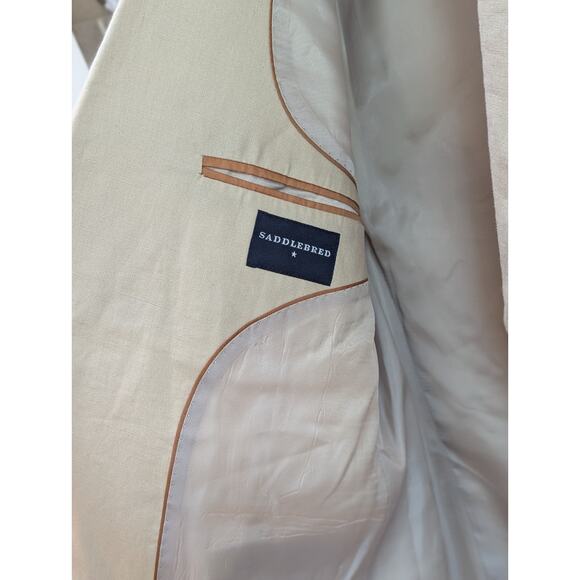 Ivory Linen 2 Button Notch Lapel Blazer 44R by Saddlebred EUC - Picture 3 of 16